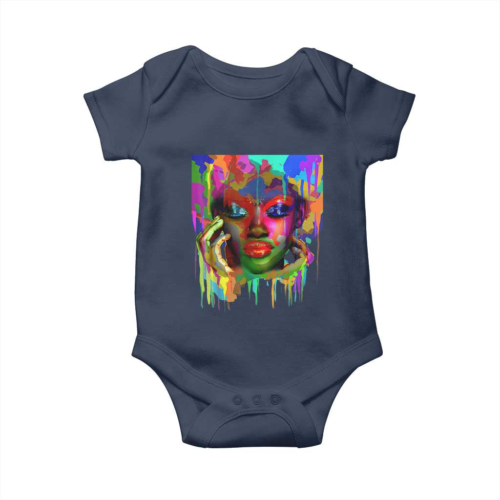 Afro Woman Graphic Baby Onesie African Pride Color Painted