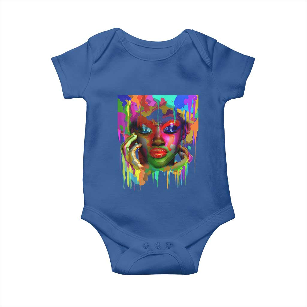 Afro Woman Graphic Baby Onesie African Pride Color Painted