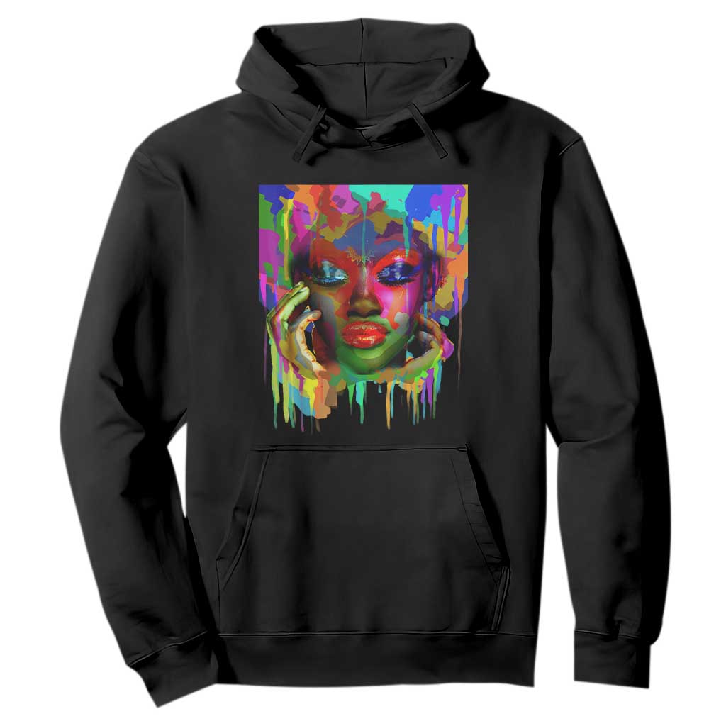 Afro Woman Graphic Hoodie African Pride Color Painted