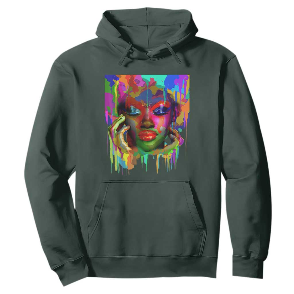 Afro Woman Graphic Hoodie African Pride Color Painted