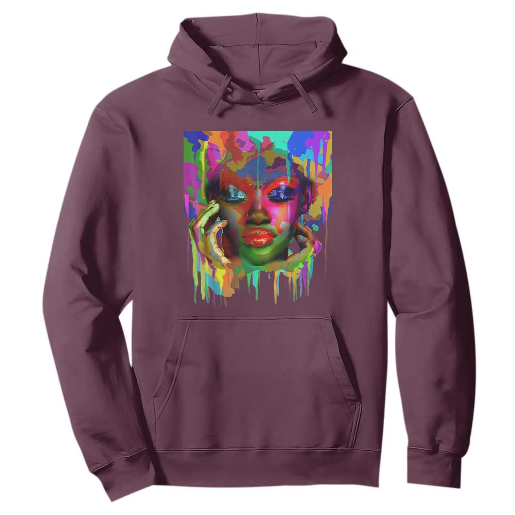 Afro Woman Graphic Hoodie African Pride Color Painted