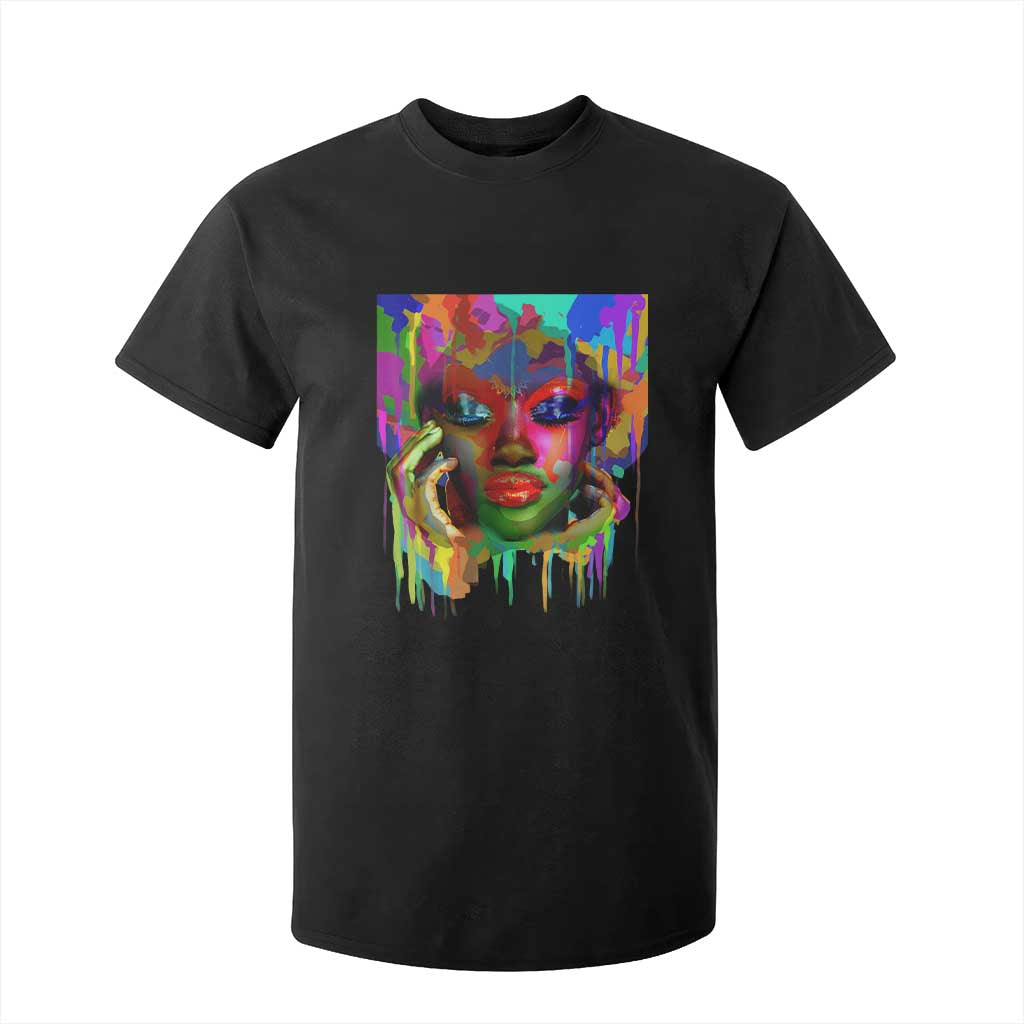Afro Woman Graphic T Shirt For Kid African Pride Color Painted