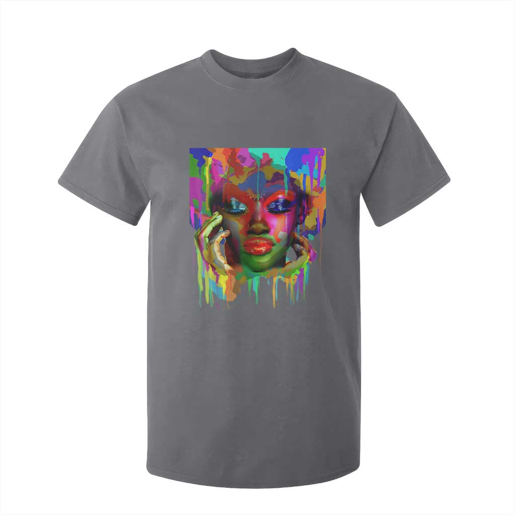 Afro Woman Graphic T Shirt For Kid African Pride Color Painted