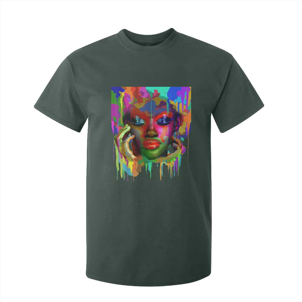 Afro Woman Graphic T Shirt For Kid African Pride Color Painted