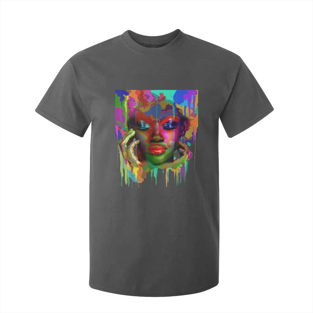 Afro Woman Graphic T Shirt For Kid African Pride Color Painted