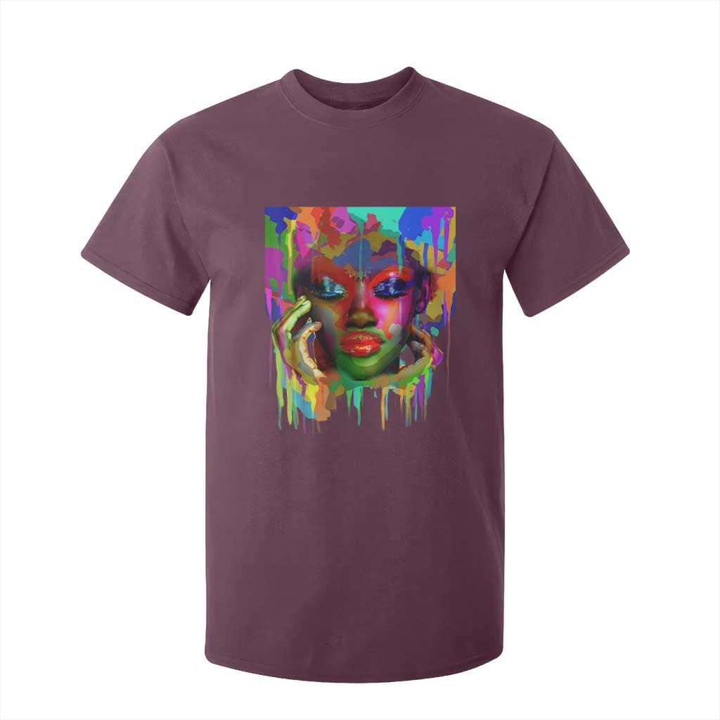 Afro Woman Graphic T Shirt For Kid African Pride Color Painted