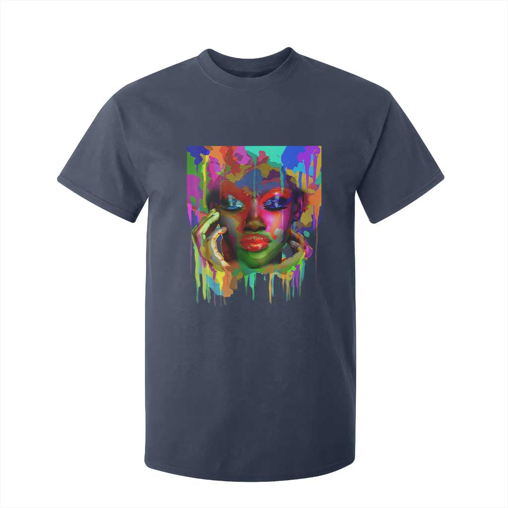 Afro Woman Graphic T Shirt For Kid African Pride Color Painted