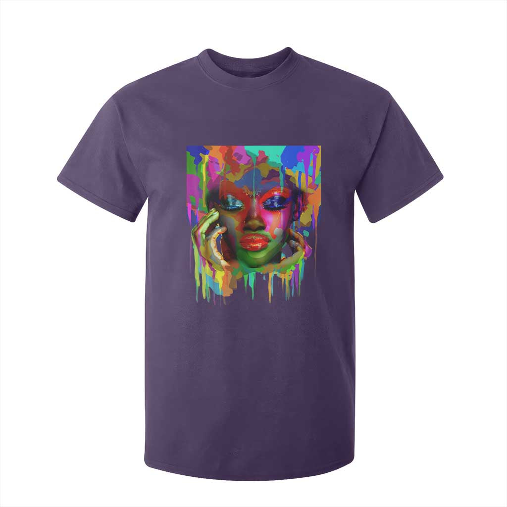 Afro Woman Graphic T Shirt For Kid African Pride Color Painted