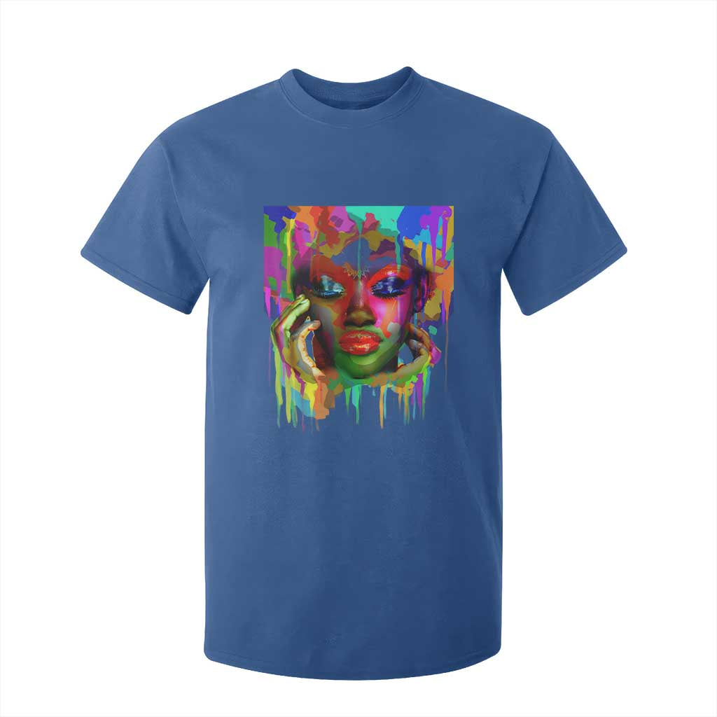 Afro Woman Graphic T Shirt For Kid African Pride Color Painted