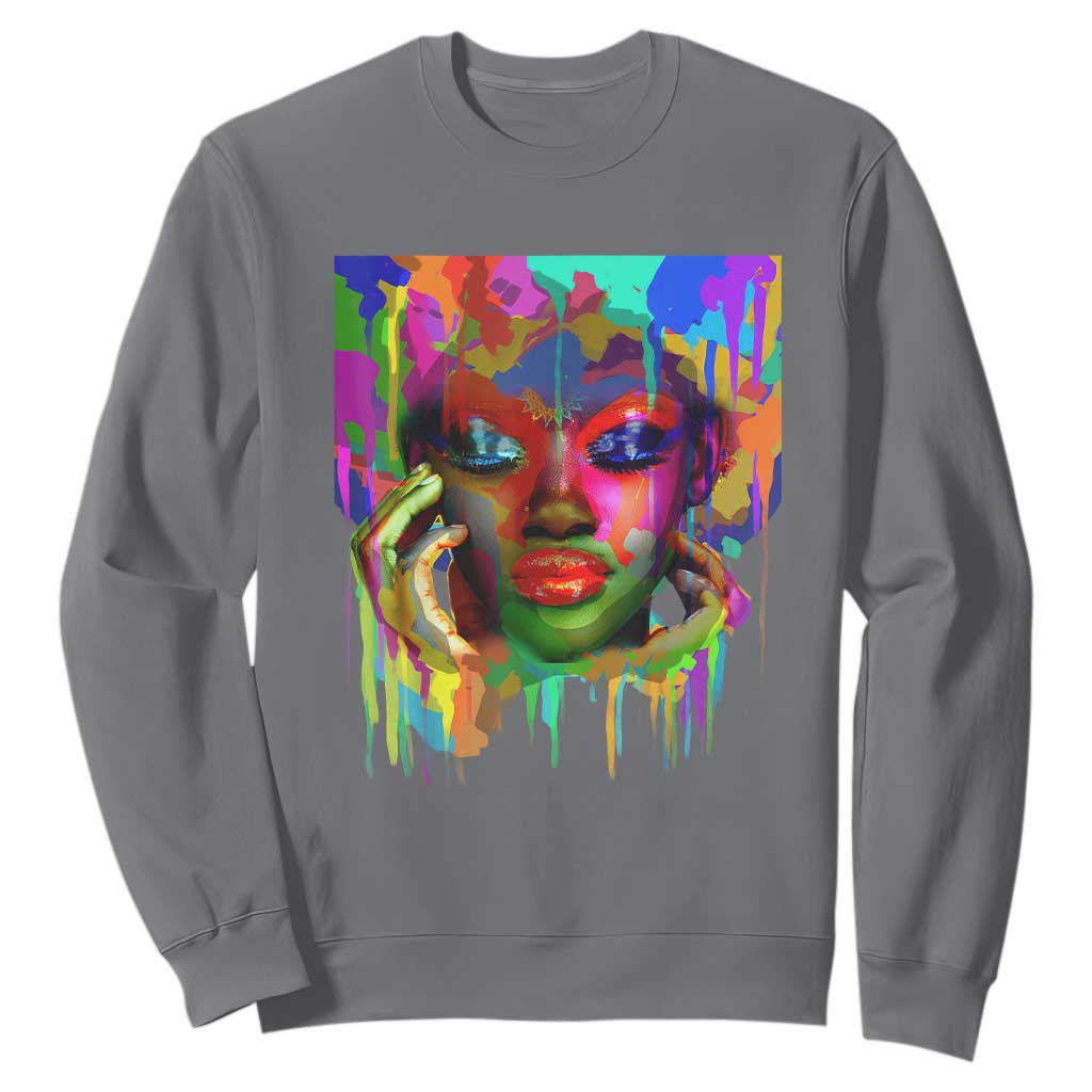 Afro Woman Graphic Sweatshirt African Pride Color Painted