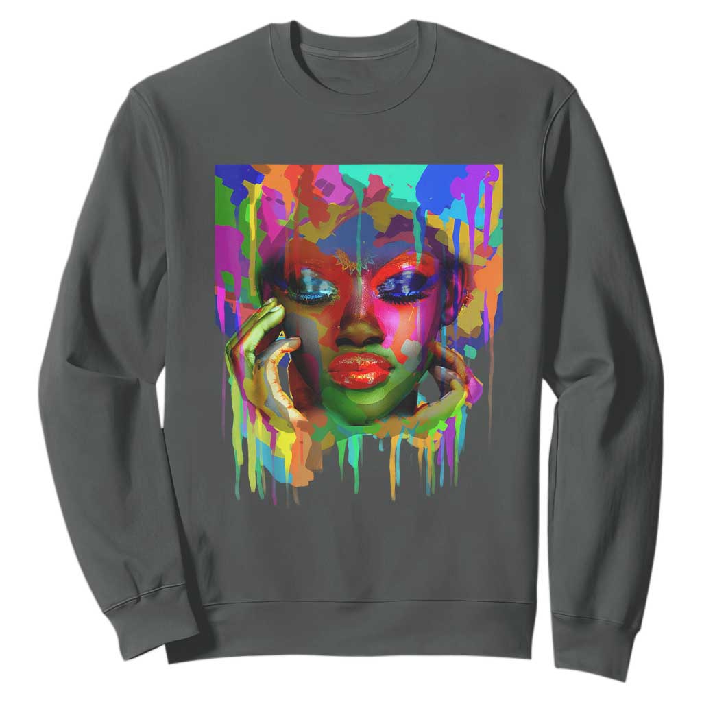 Afro Woman Graphic Sweatshirt African Pride Color Painted