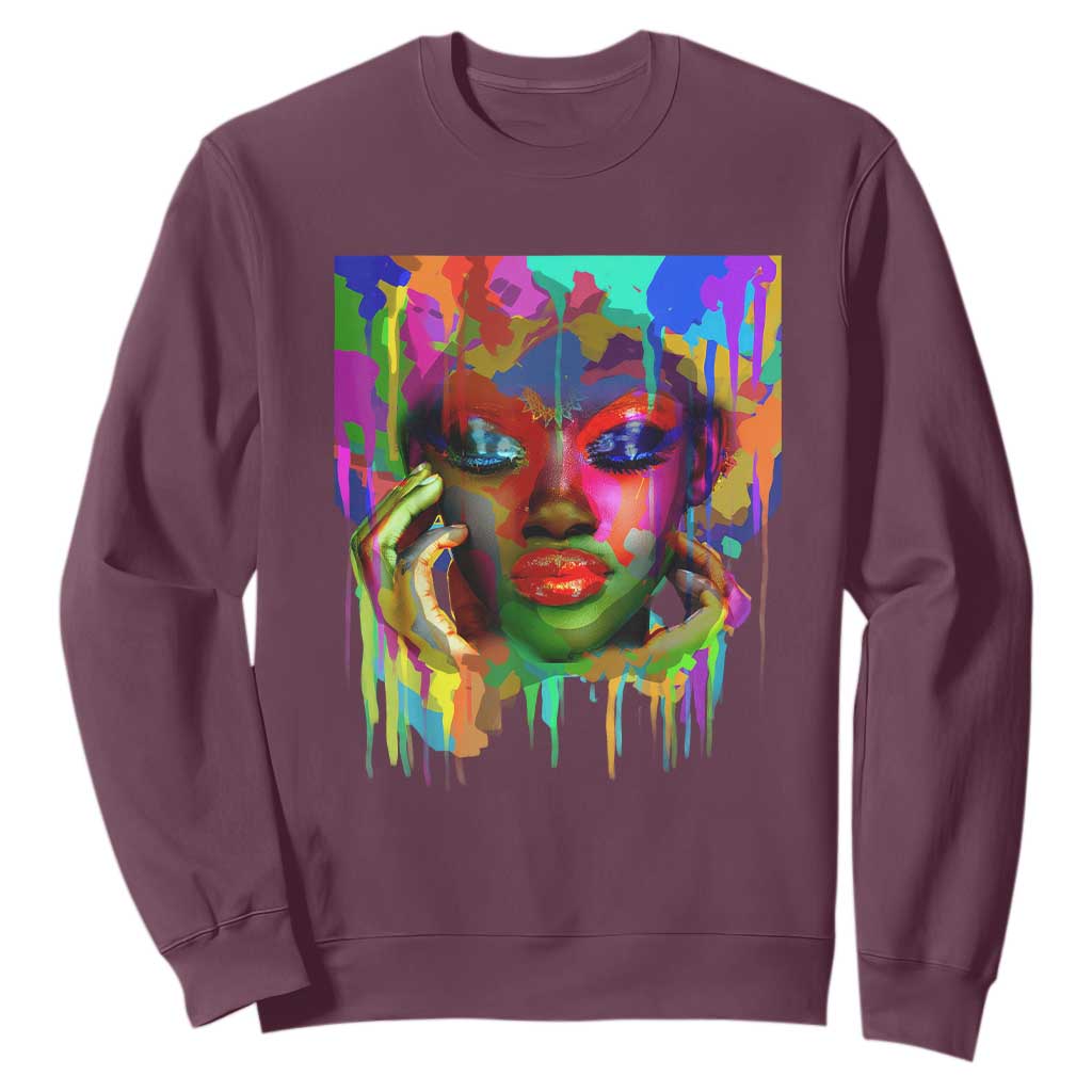 Afro Woman Graphic Sweatshirt African Pride Color Painted