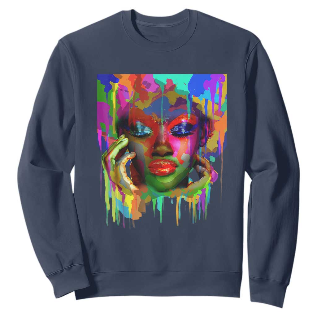 Afro Woman Graphic Sweatshirt African Pride Color Painted