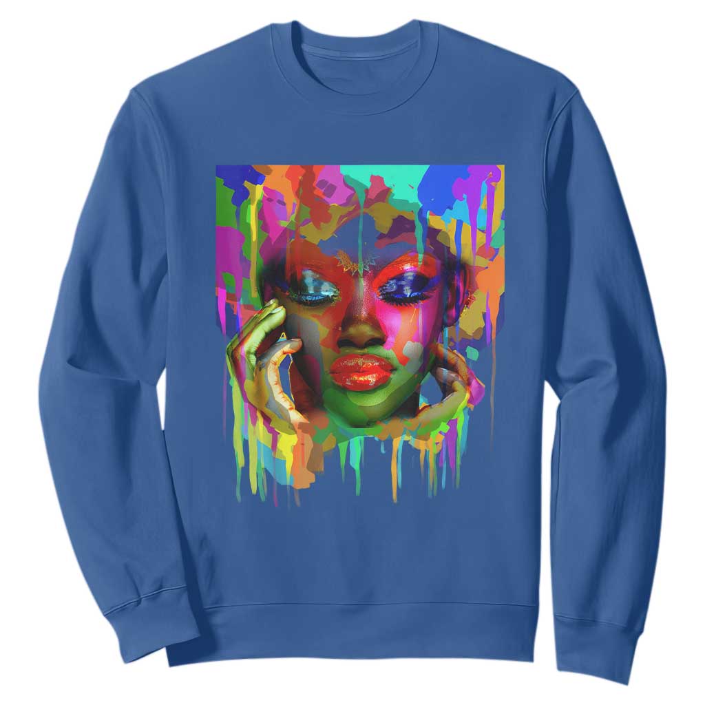 Afro Woman Graphic Sweatshirt African Pride Color Painted