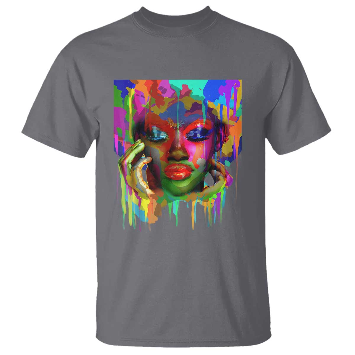 Afro Woman Graphic T Shirt African Pride Color Painted