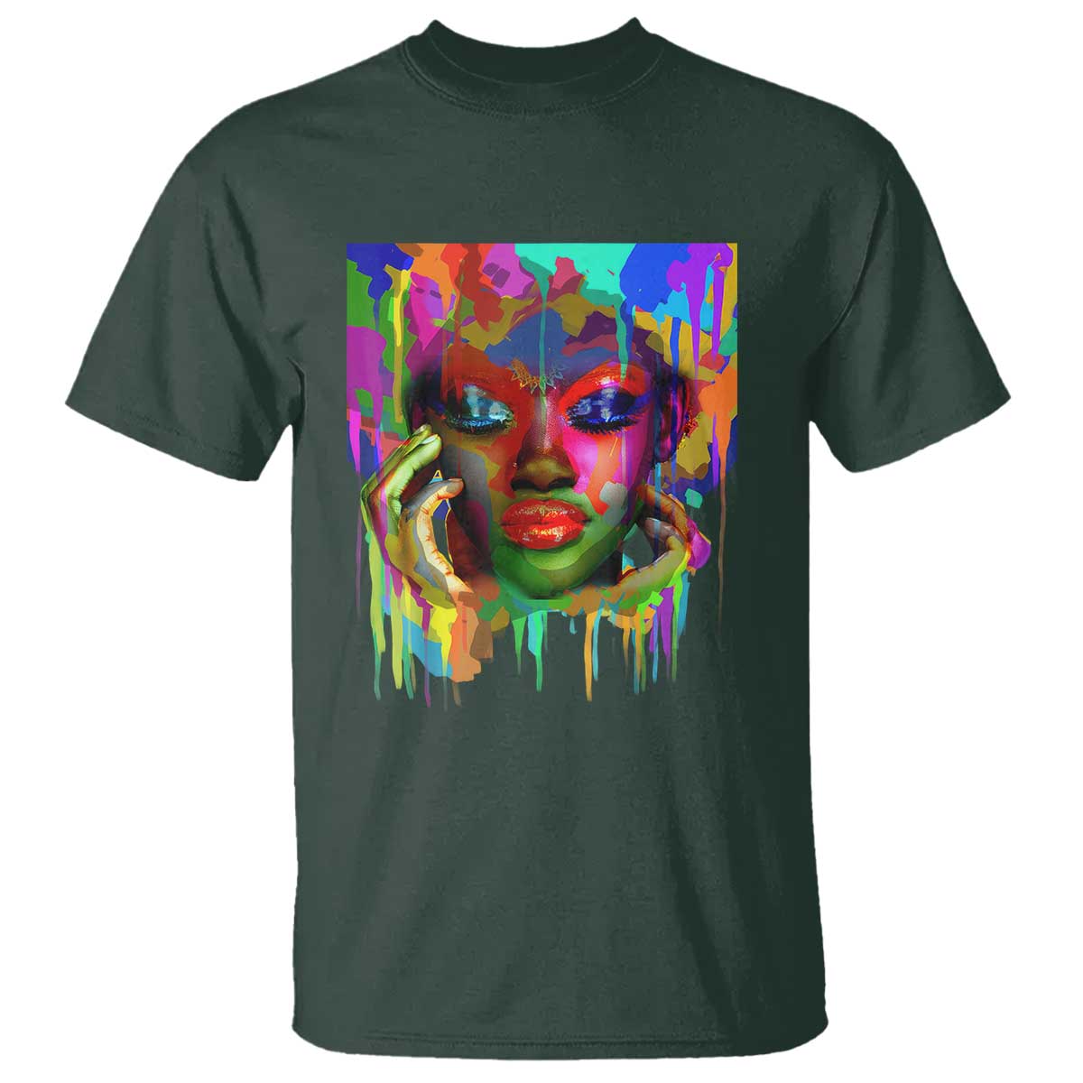 Afro Woman Graphic T Shirt African Pride Color Painted