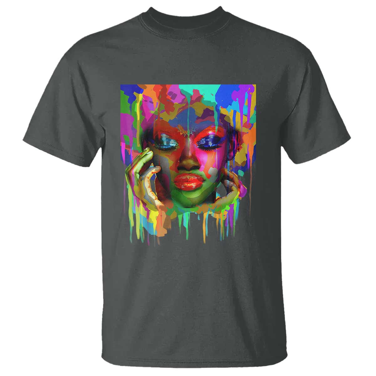 Afro Woman Graphic T Shirt African Pride Color Painted