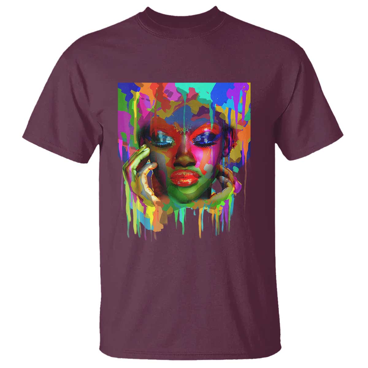 Afro Woman Graphic T Shirt African Pride Color Painted