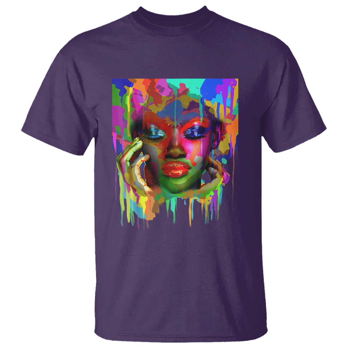 Afro Woman Graphic T Shirt African Pride Color Painted