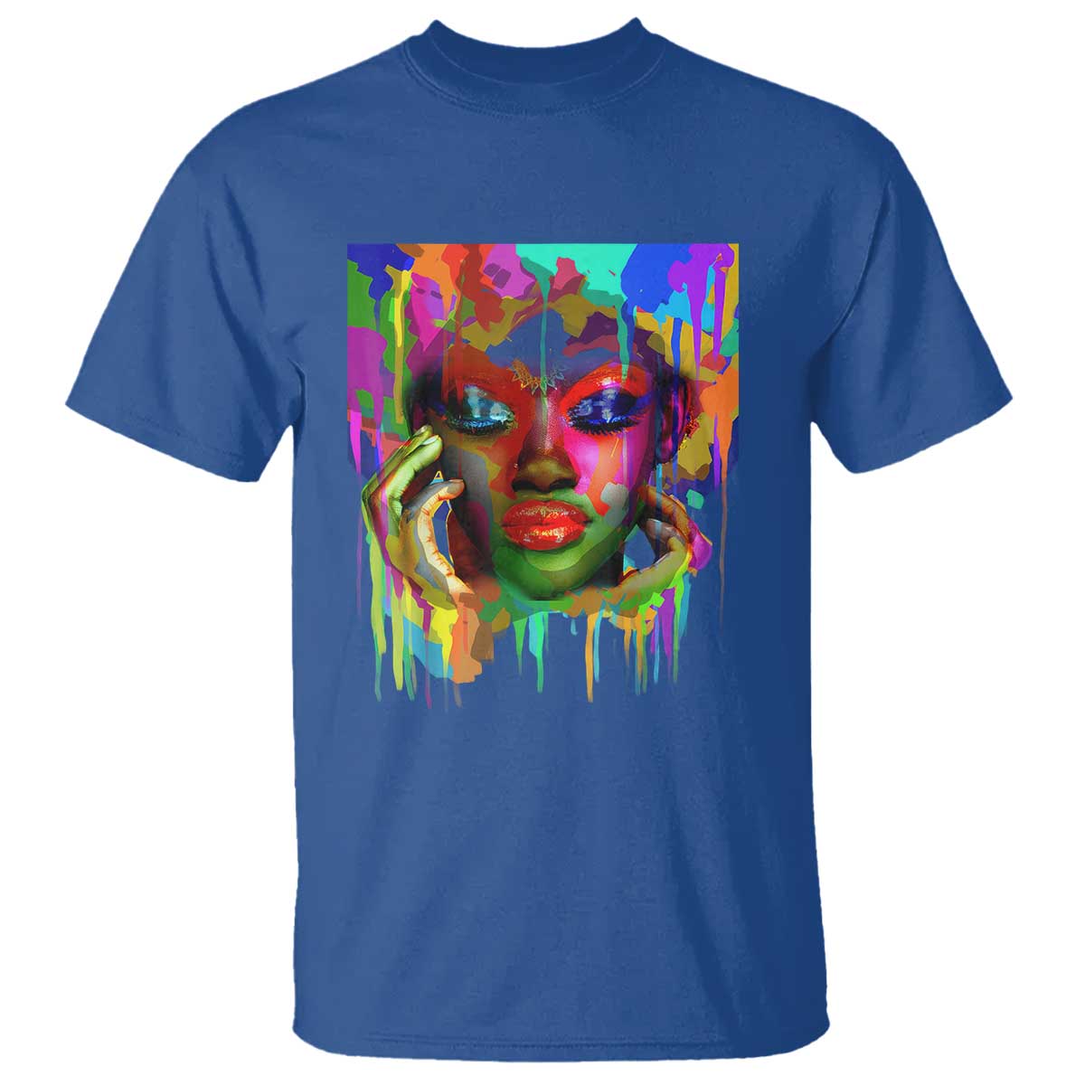 Afro Woman Graphic T Shirt African Pride Color Painted