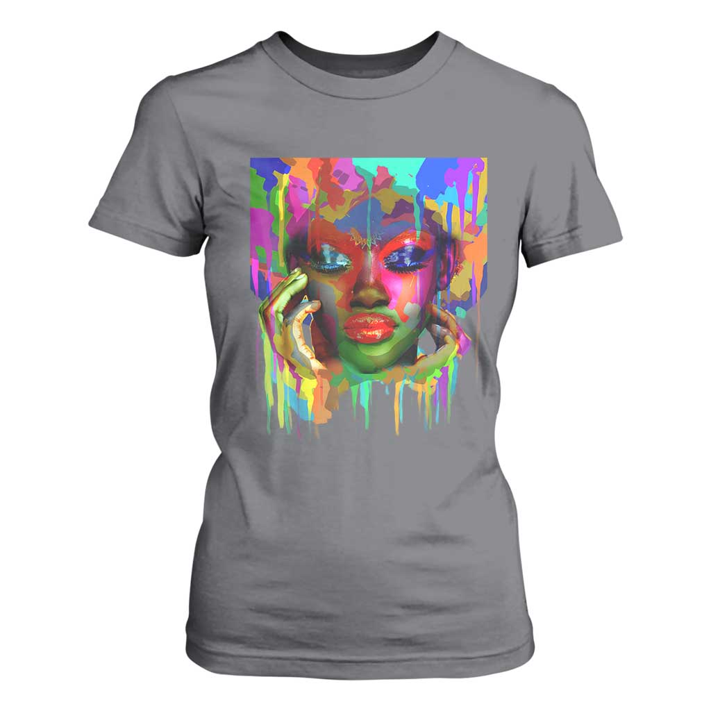 Afro Woman Graphic T Shirt For Women African Pride Color Painted