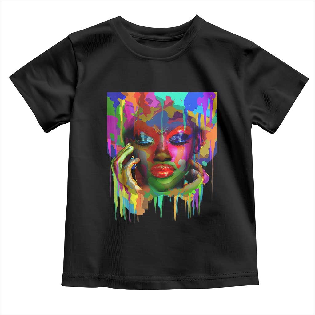 Afro Woman Graphic Toddler T Shirt African Pride Color Painted