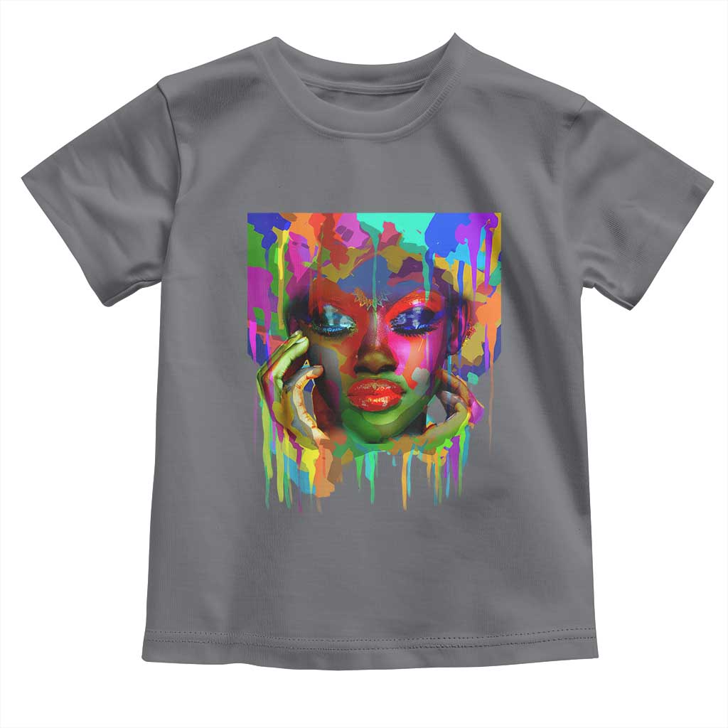 Afro Woman Graphic Toddler T Shirt African Pride Color Painted