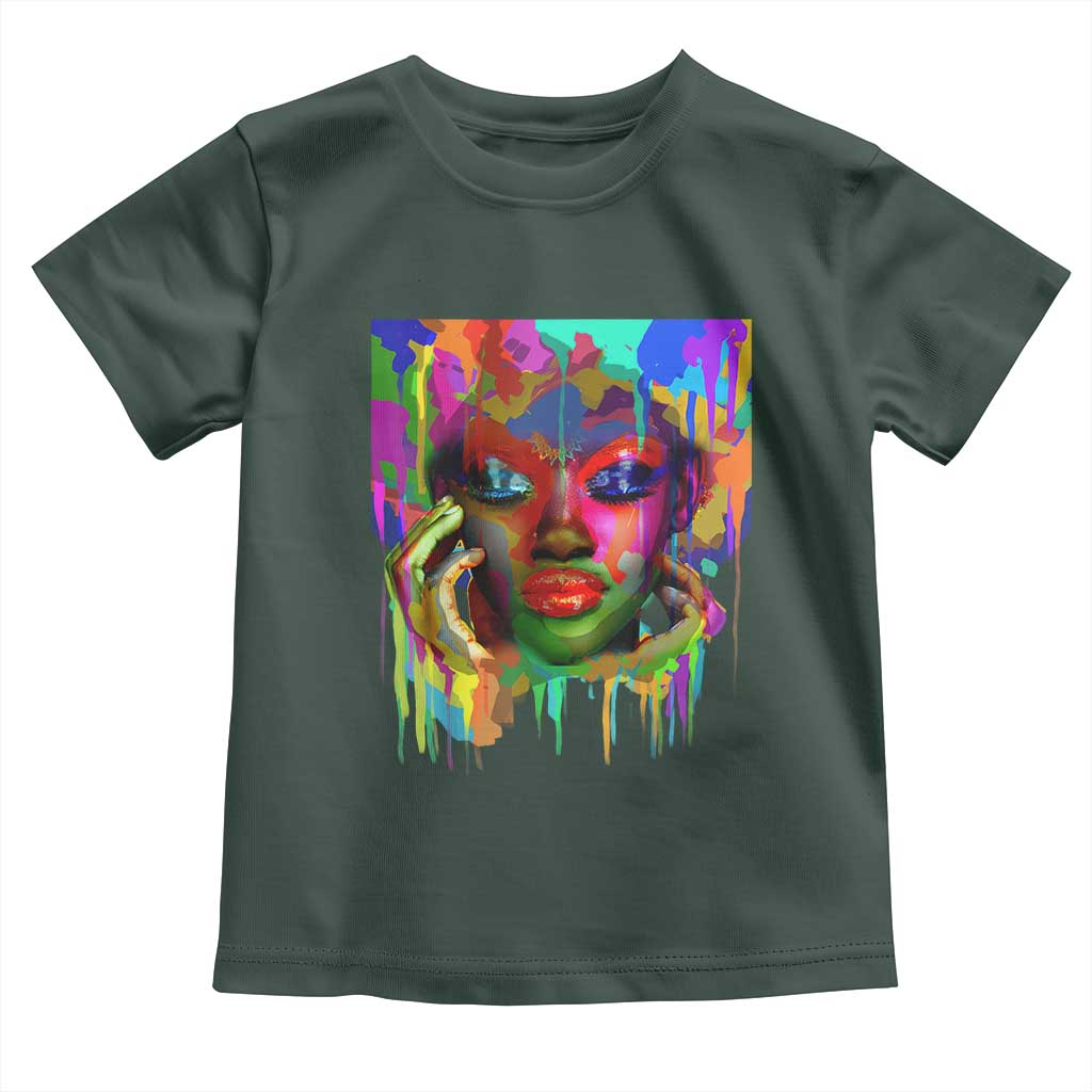 Afro Woman Graphic Toddler T Shirt African Pride Color Painted