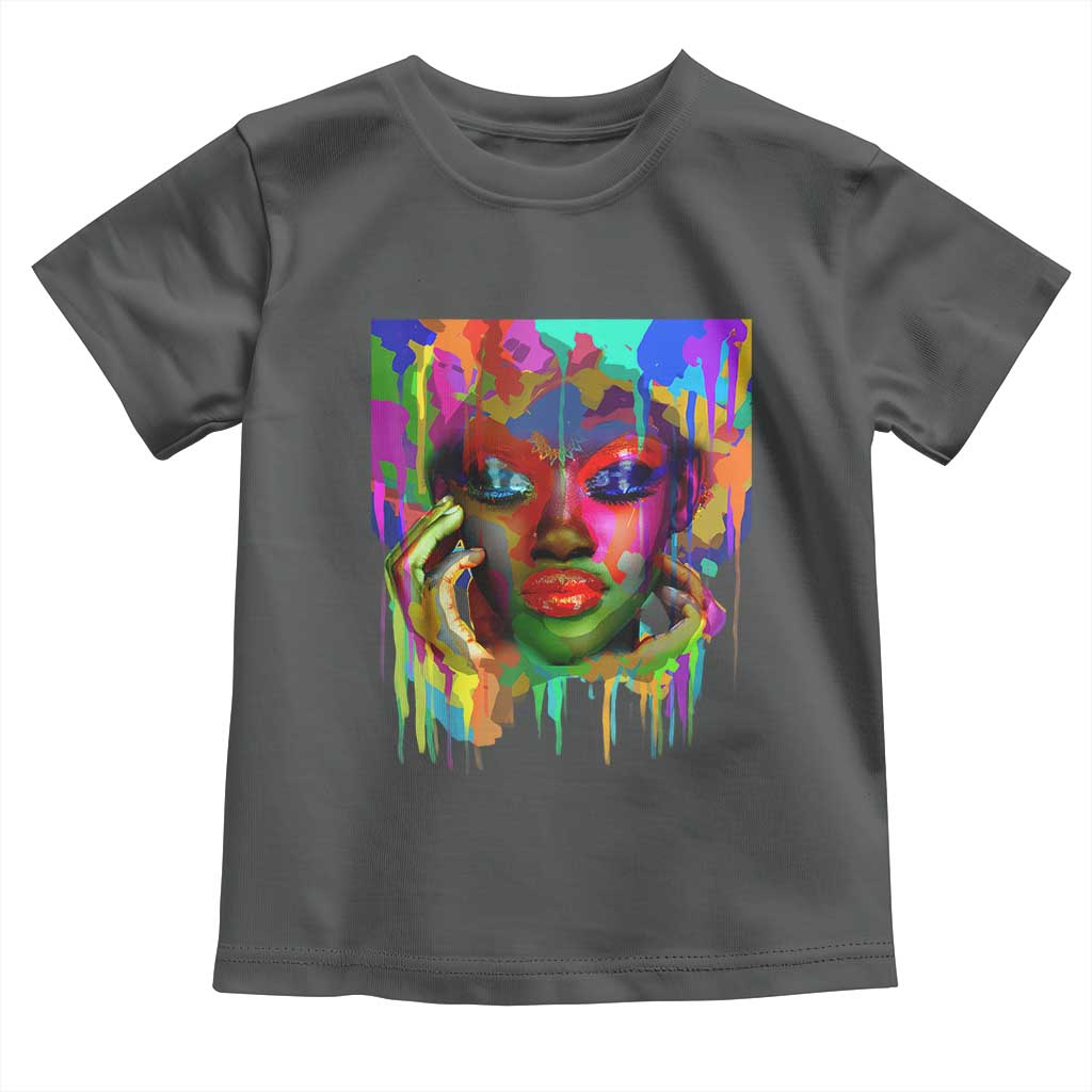 Afro Woman Graphic Toddler T Shirt African Pride Color Painted
