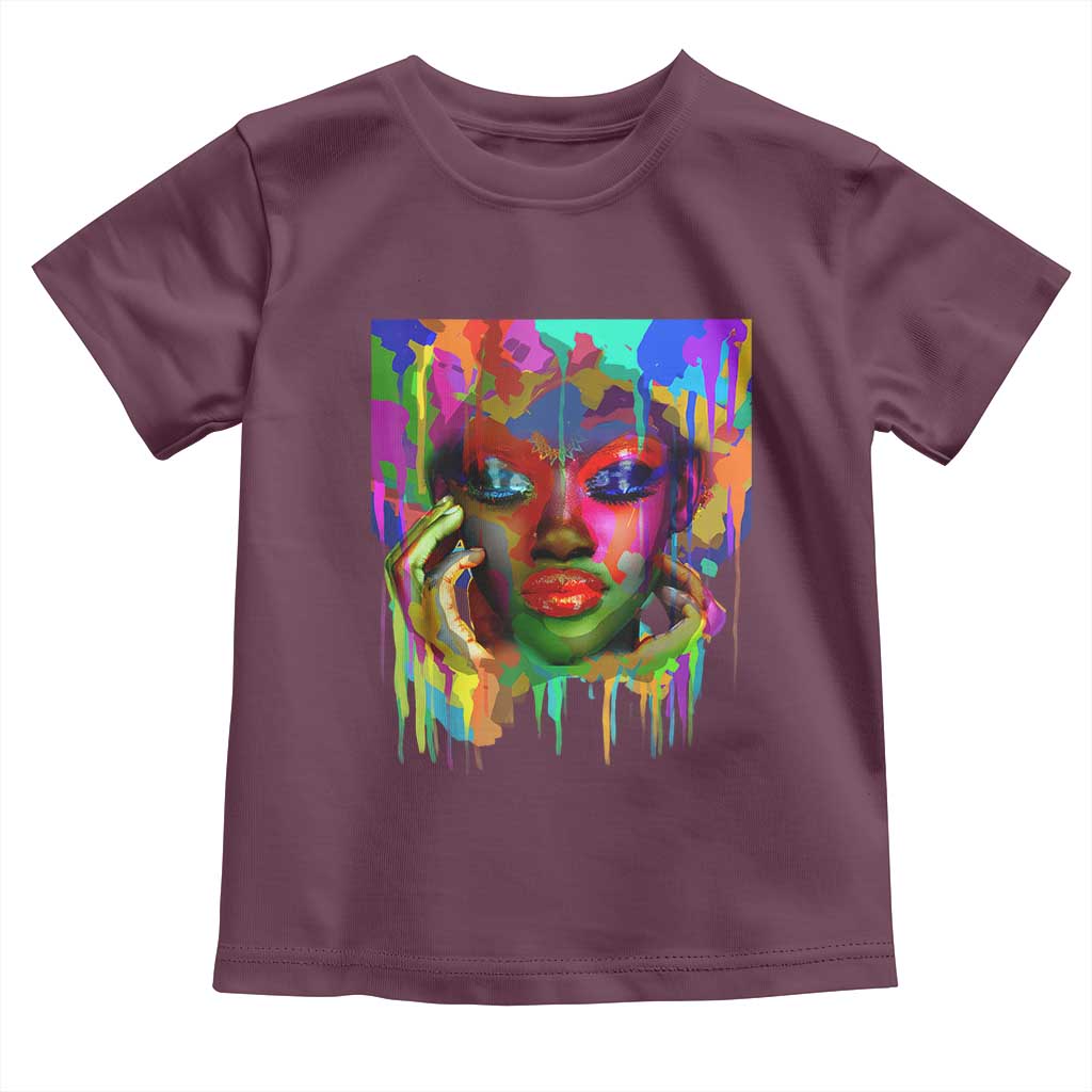 Afro Woman Graphic Toddler T Shirt African Pride Color Painted