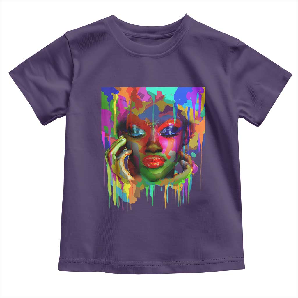 Afro Woman Graphic Toddler T Shirt African Pride Color Painted