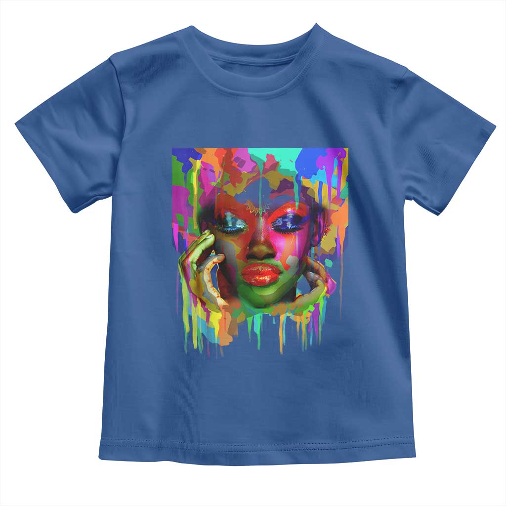 Afro Woman Graphic Toddler T Shirt African Pride Color Painted