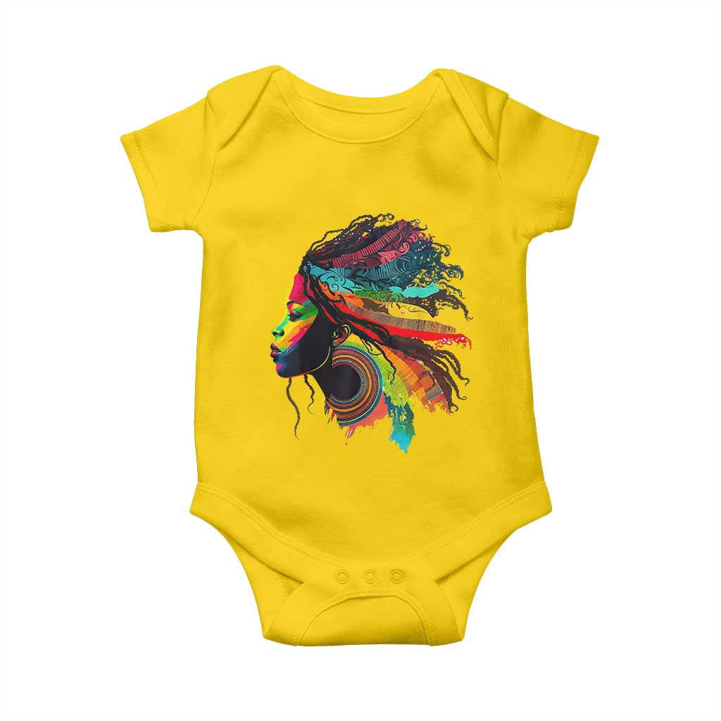 Proud Afro Roots Baby Onesie Rainbow Dashiki African Tribal Woman Natural Hair