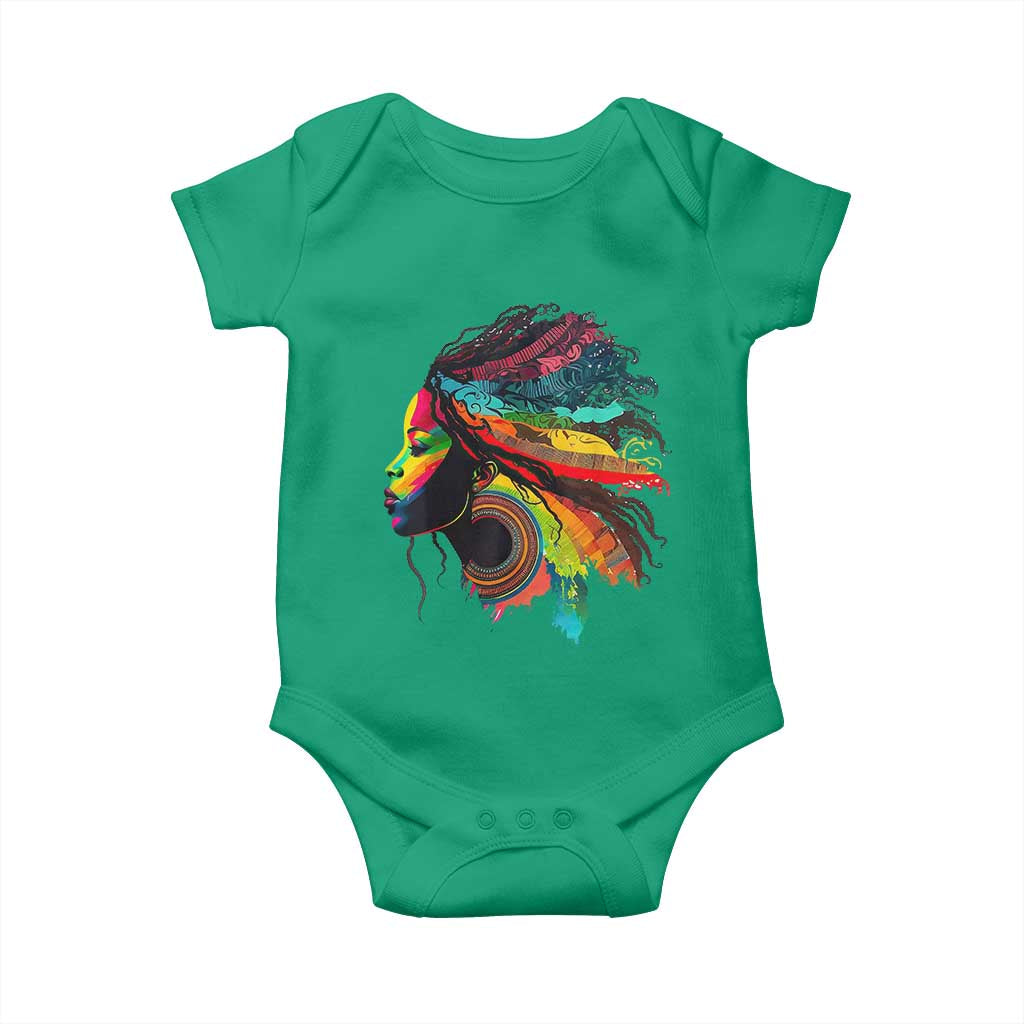 Proud Afro Roots Baby Onesie Rainbow Dashiki African Tribal Woman Natural Hair