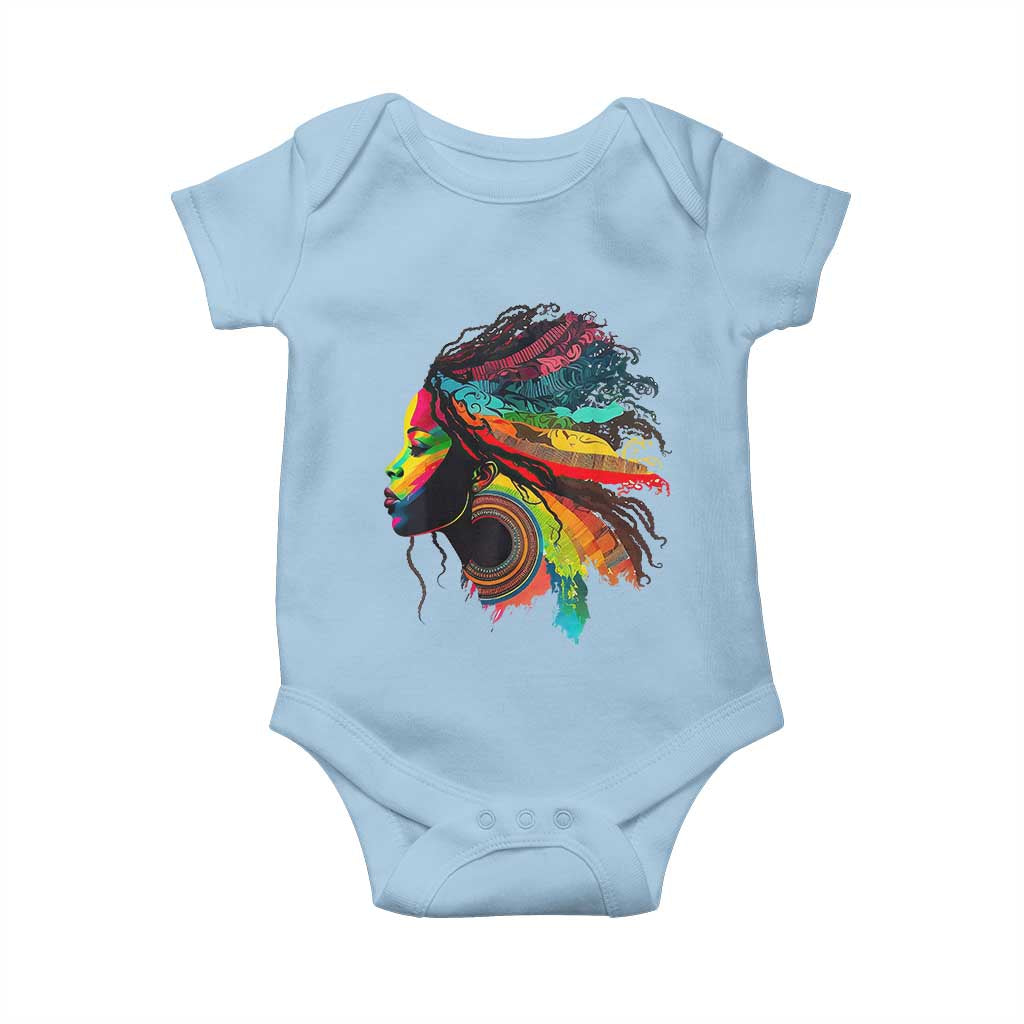Proud Afro Roots Baby Onesie Rainbow Dashiki African Tribal Woman Natural Hair