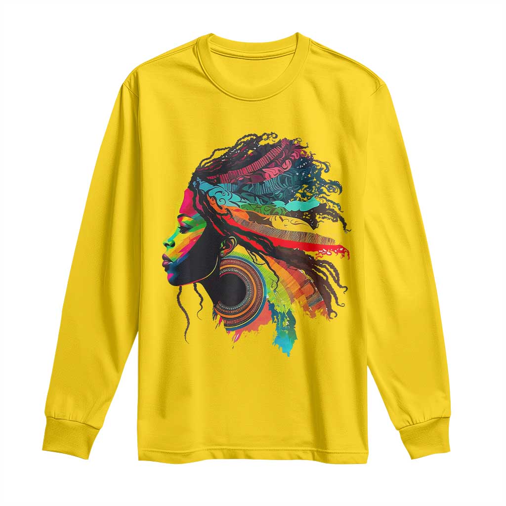 Proud Afro Roots Long Sleeve Shirt Rainbow Dashiki African Tribal Woman Natural Hair