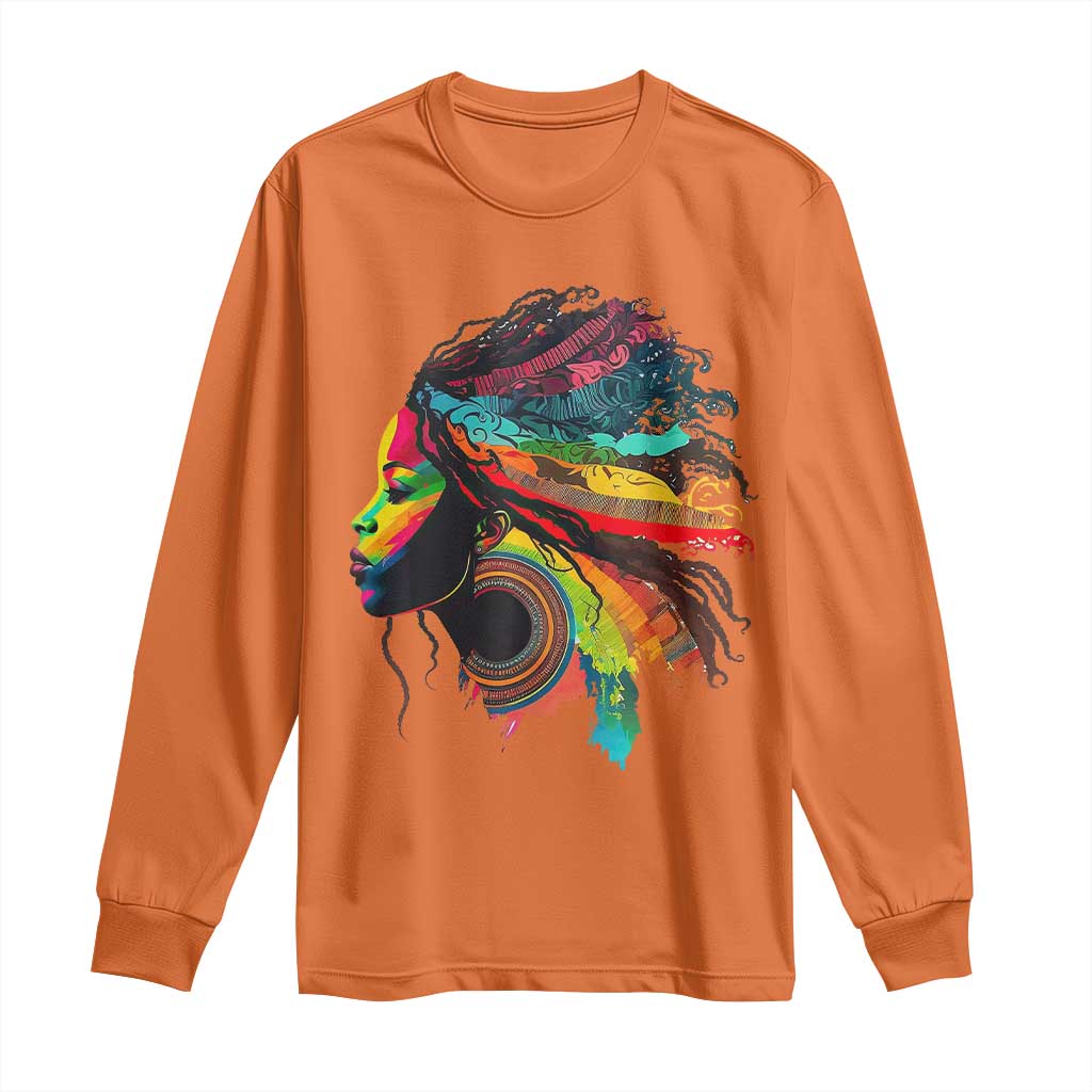 Proud Afro Roots Long Sleeve Shirt Rainbow Dashiki African Tribal Woman Natural Hair