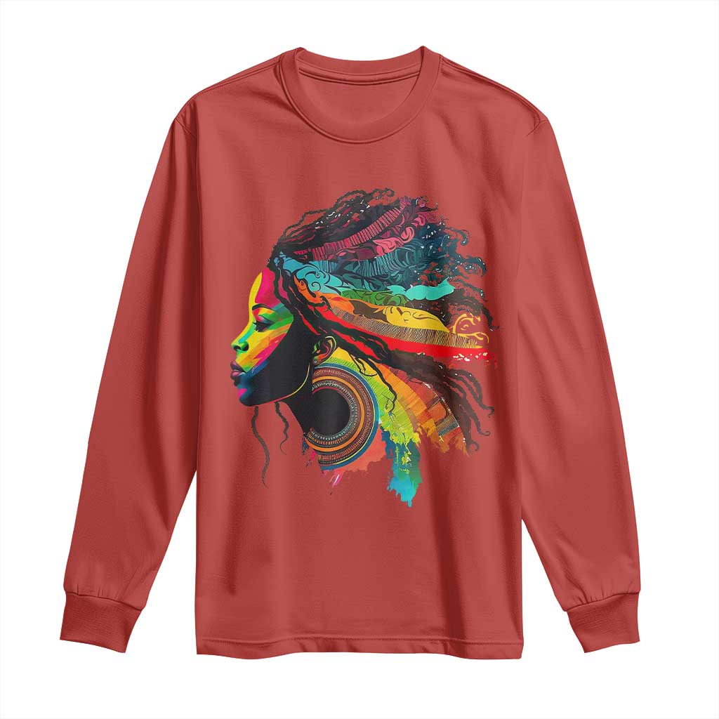 Proud Afro Roots Long Sleeve Shirt Rainbow Dashiki African Tribal Woman Natural Hair