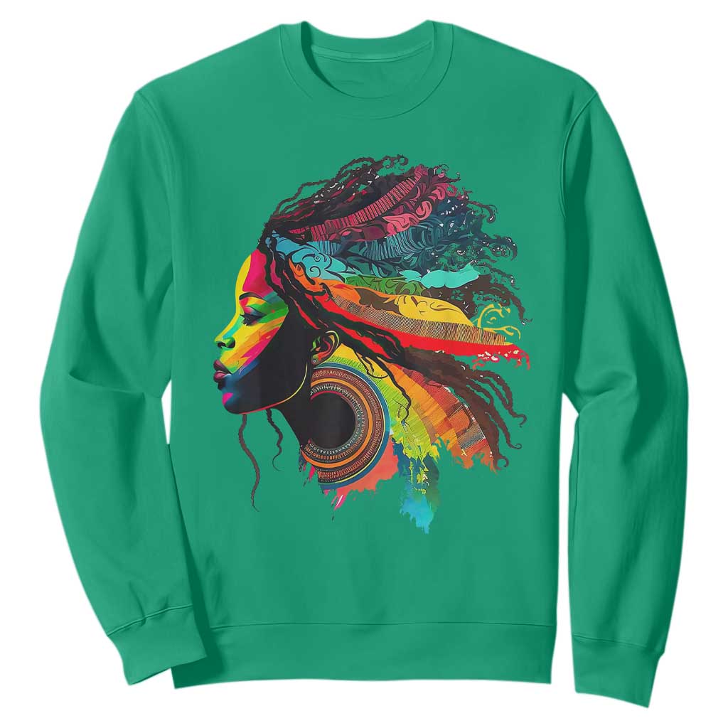 Proud Afro Roots Sweatshirt Rainbow Dashiki African Tribal Woman Natural Hair