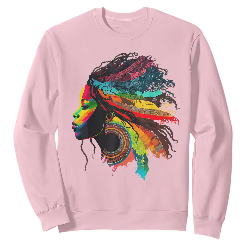 Proud Afro Roots Sweatshirt Rainbow Dashiki African Tribal Woman Natural Hair