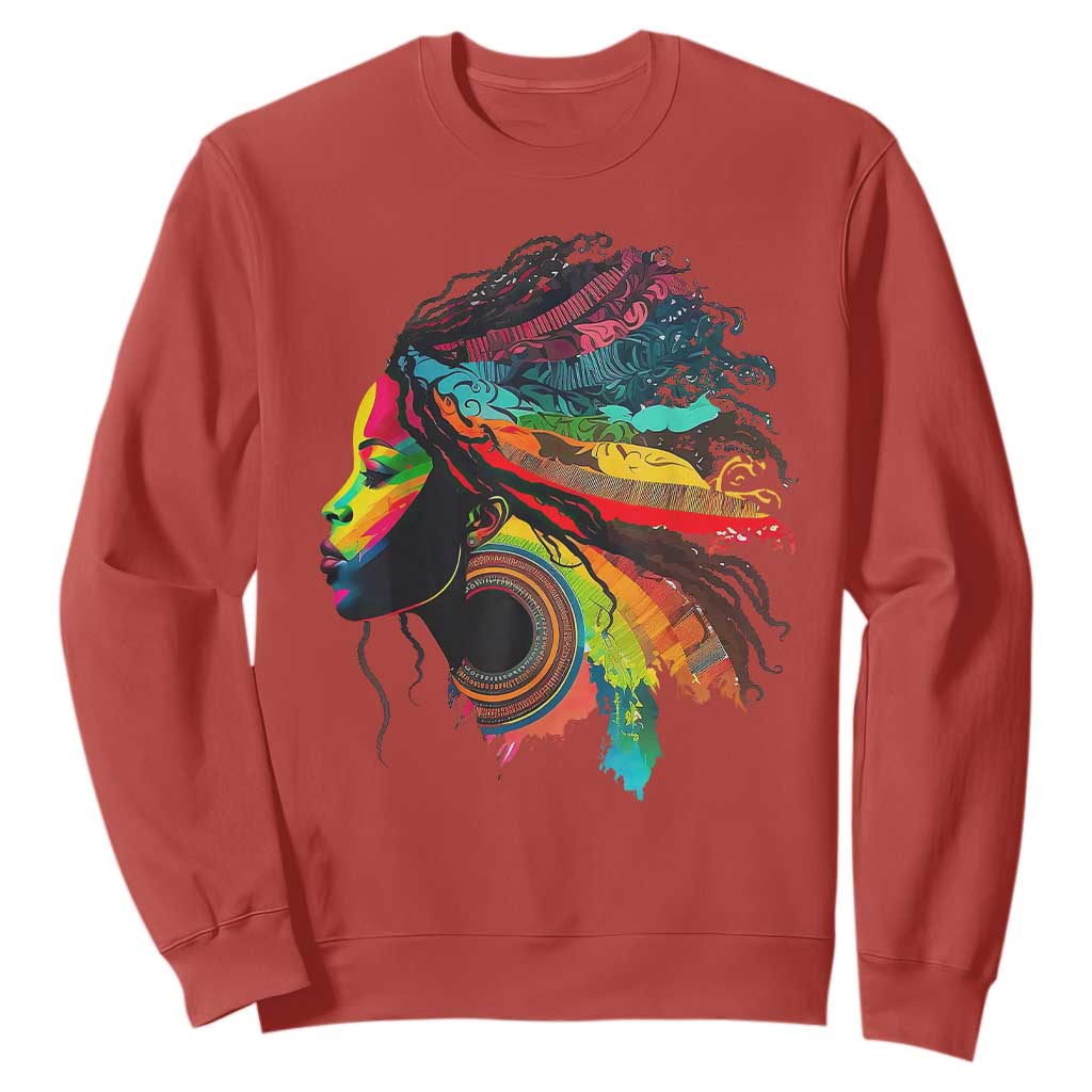 Proud Afro Roots Sweatshirt Rainbow Dashiki African Tribal Woman Natural Hair
