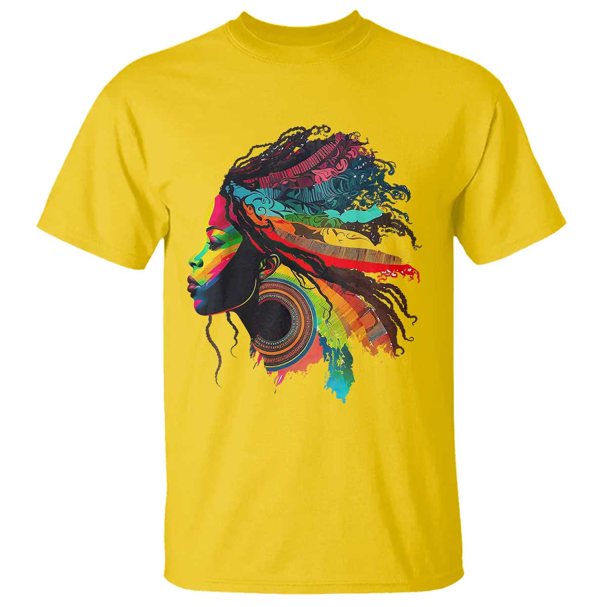 Proud Afro Roots T Shirt Rainbow Dashiki African Tribal Woman Natural Hair