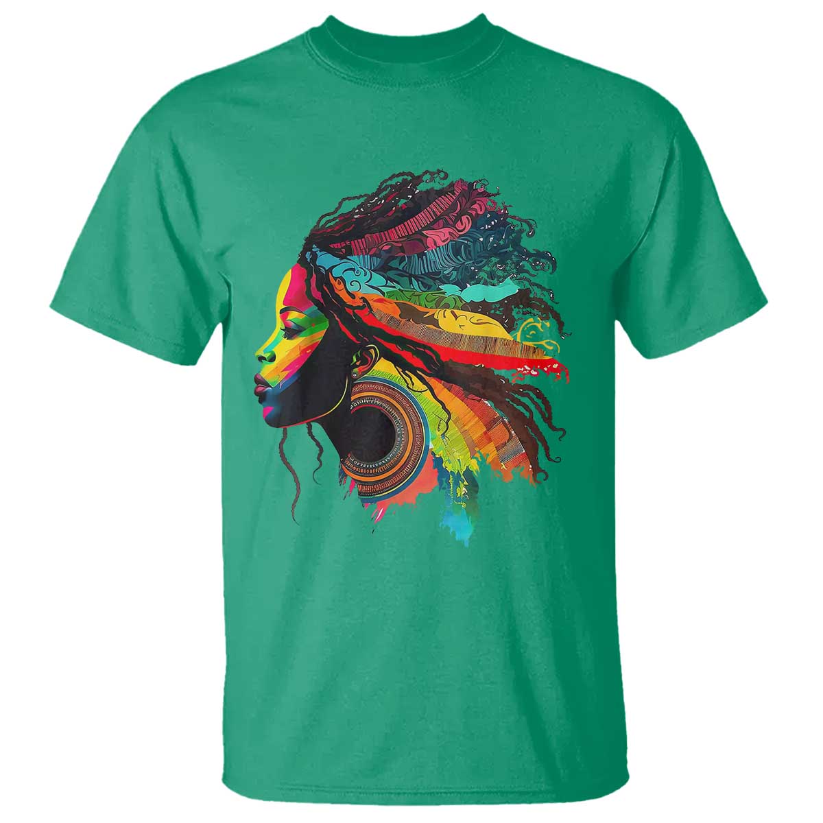 Proud Afro Roots T Shirt Rainbow Dashiki African Tribal Woman Natural Hair