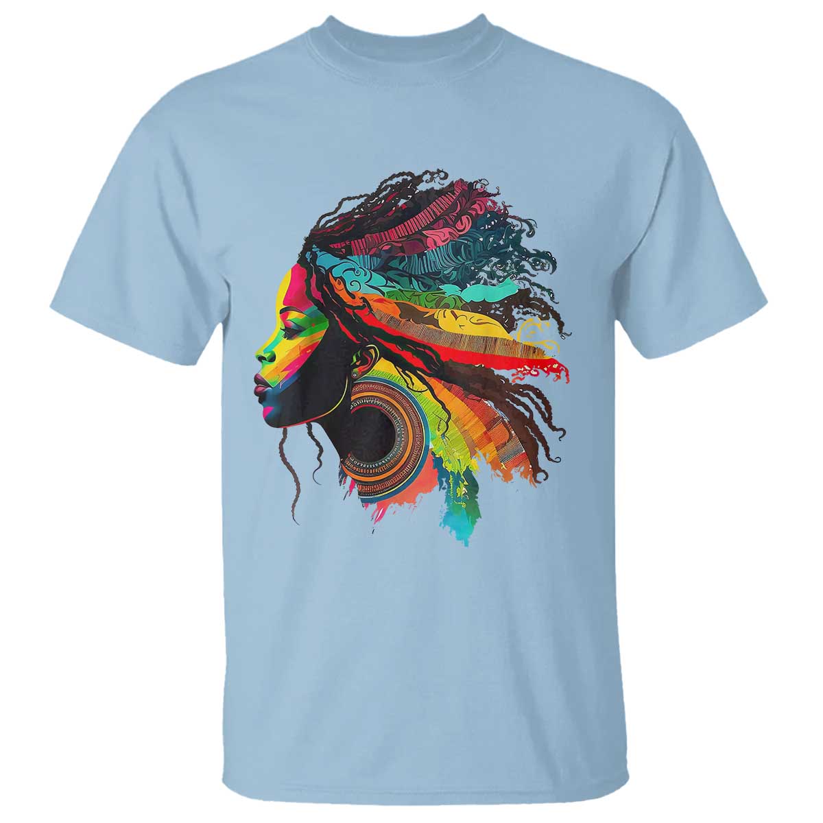 Proud Afro Roots T Shirt Rainbow Dashiki African Tribal Woman Natural Hair