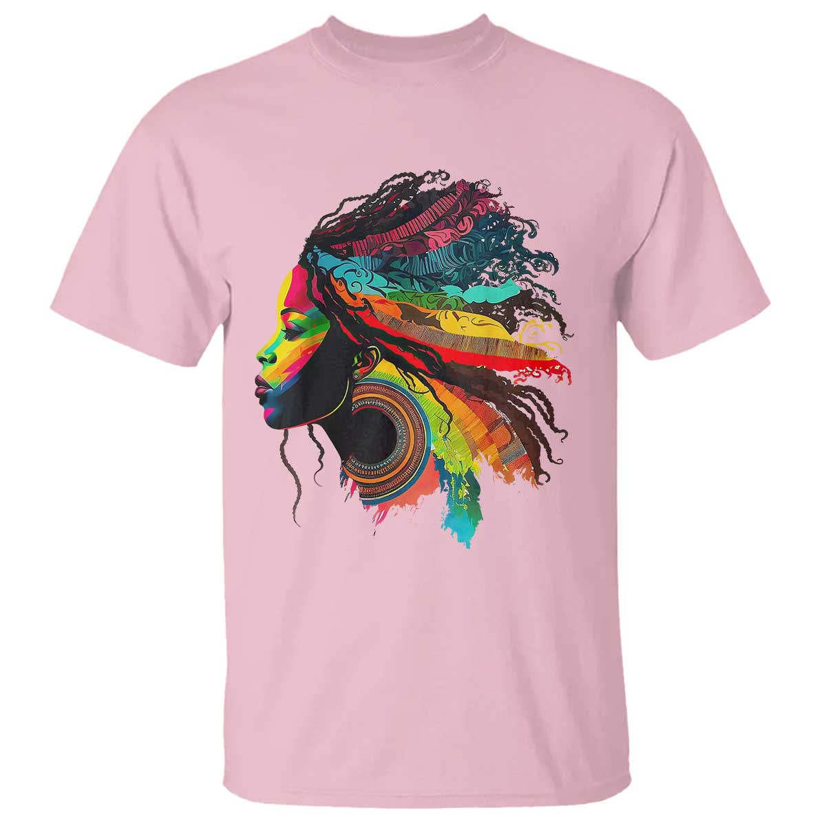 Proud Afro Roots T Shirt Rainbow Dashiki African Tribal Woman Natural Hair