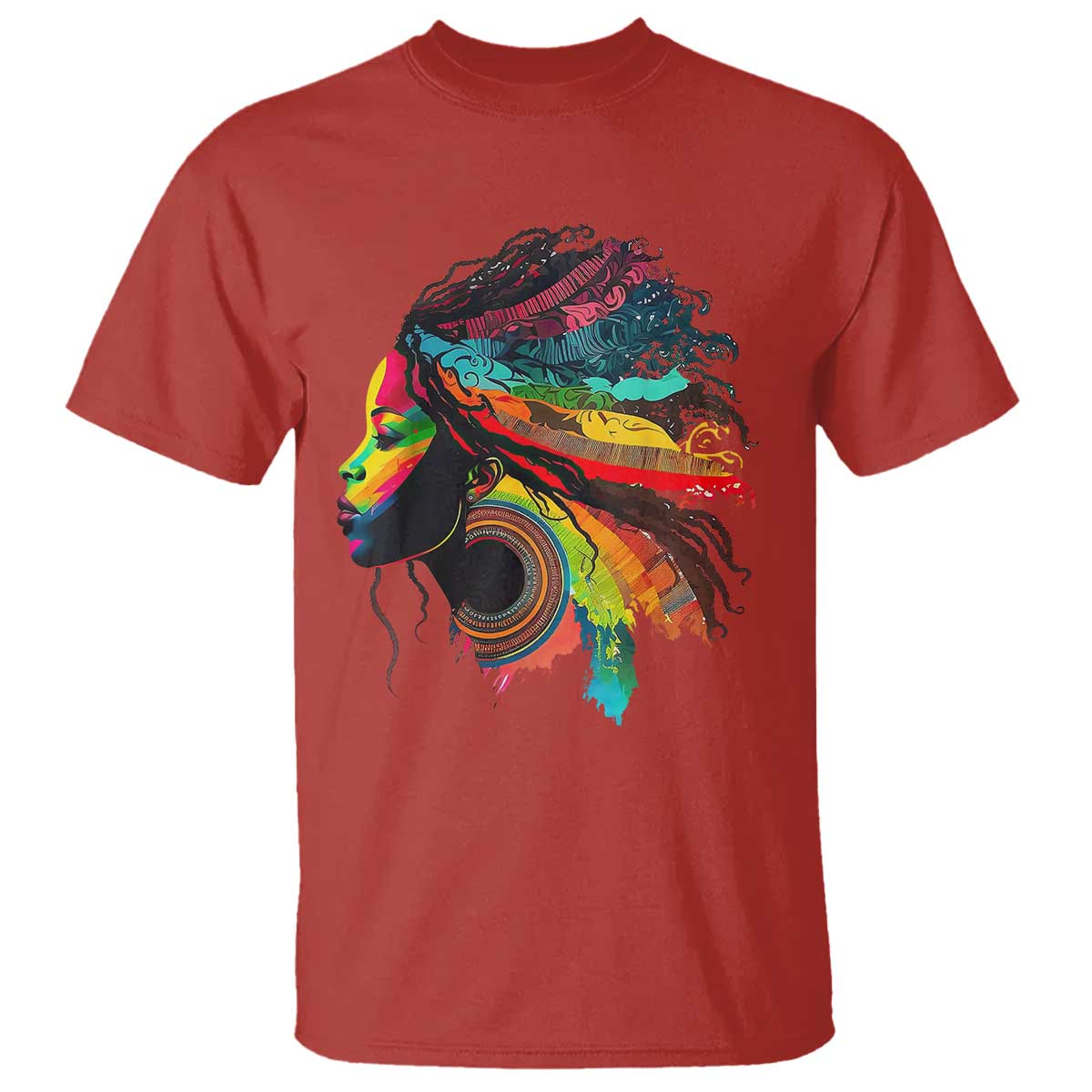 Proud Afro Roots T Shirt Rainbow Dashiki African Tribal Woman Natural Hair