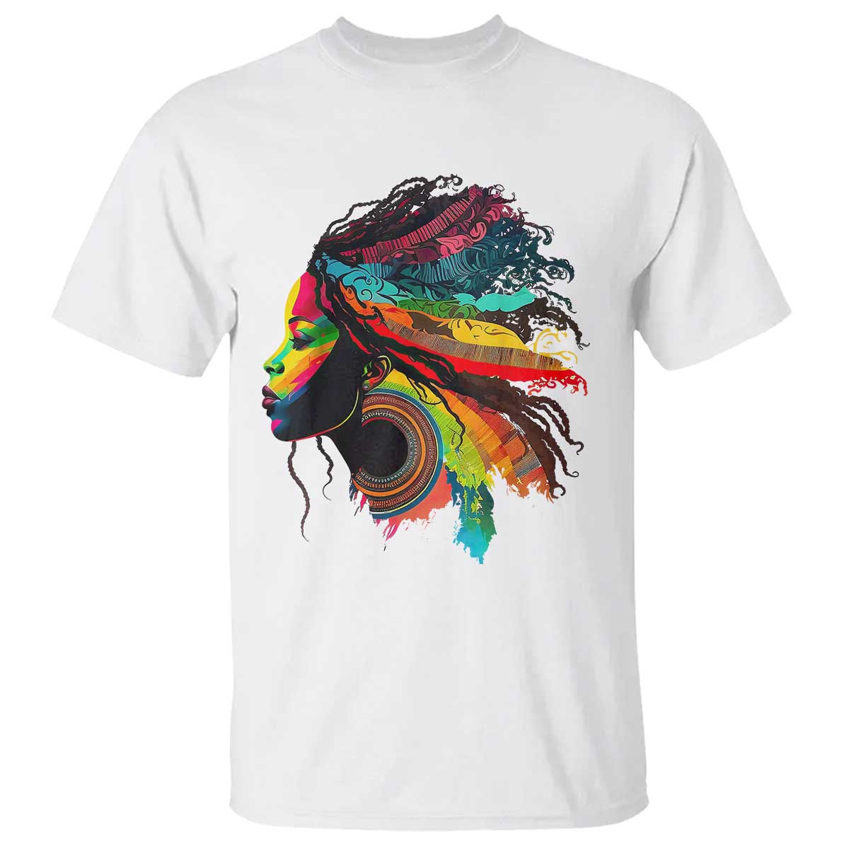 Proud Afro Roots T Shirt Rainbow Dashiki African Tribal Woman Natural Hair