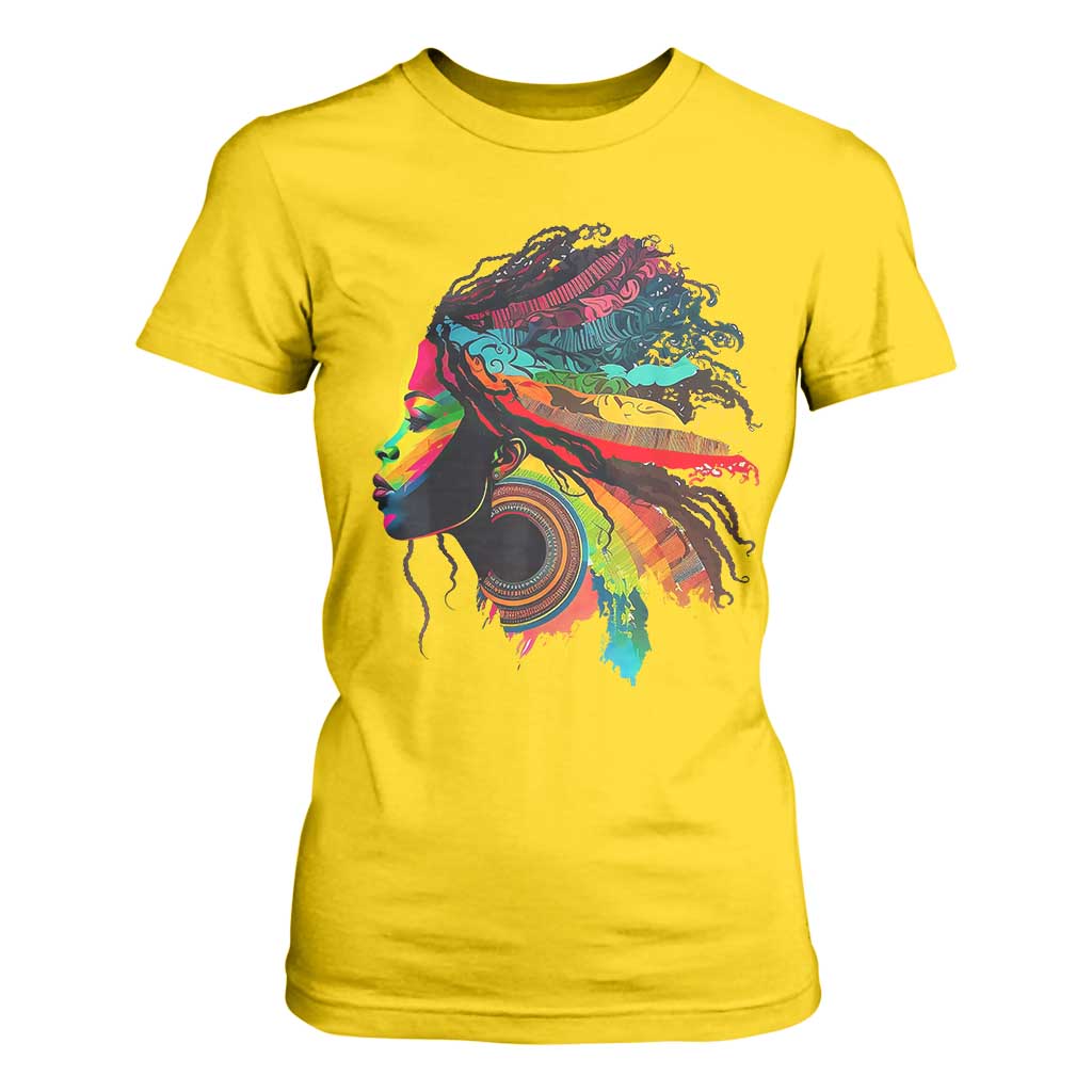 Proud Afro Roots T Shirt For Women Rainbow Dashiki African Tribal Woman Natural Hair