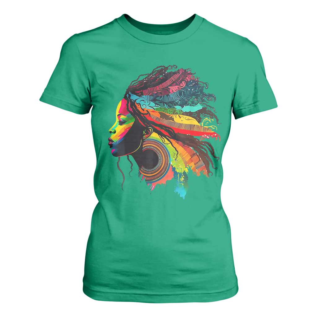 Proud Afro Roots T Shirt For Women Rainbow Dashiki African Tribal Woman Natural Hair
