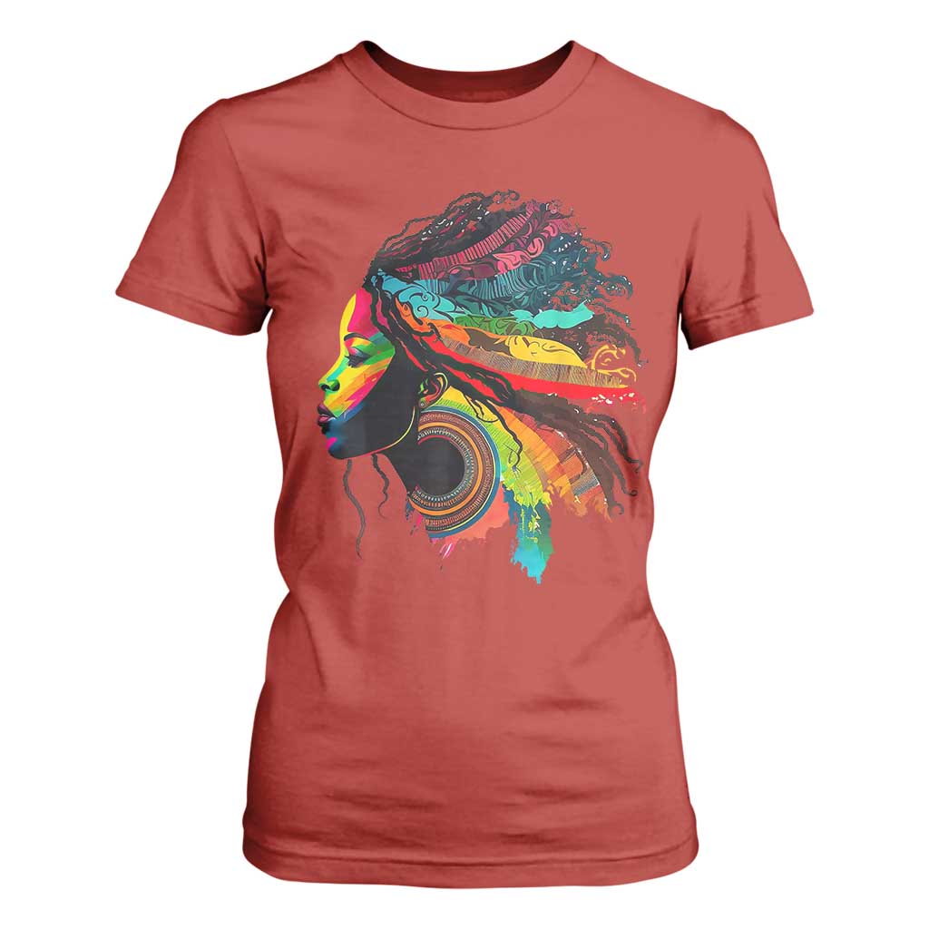 Proud Afro Roots T Shirt For Women Rainbow Dashiki African Tribal Woman Natural Hair